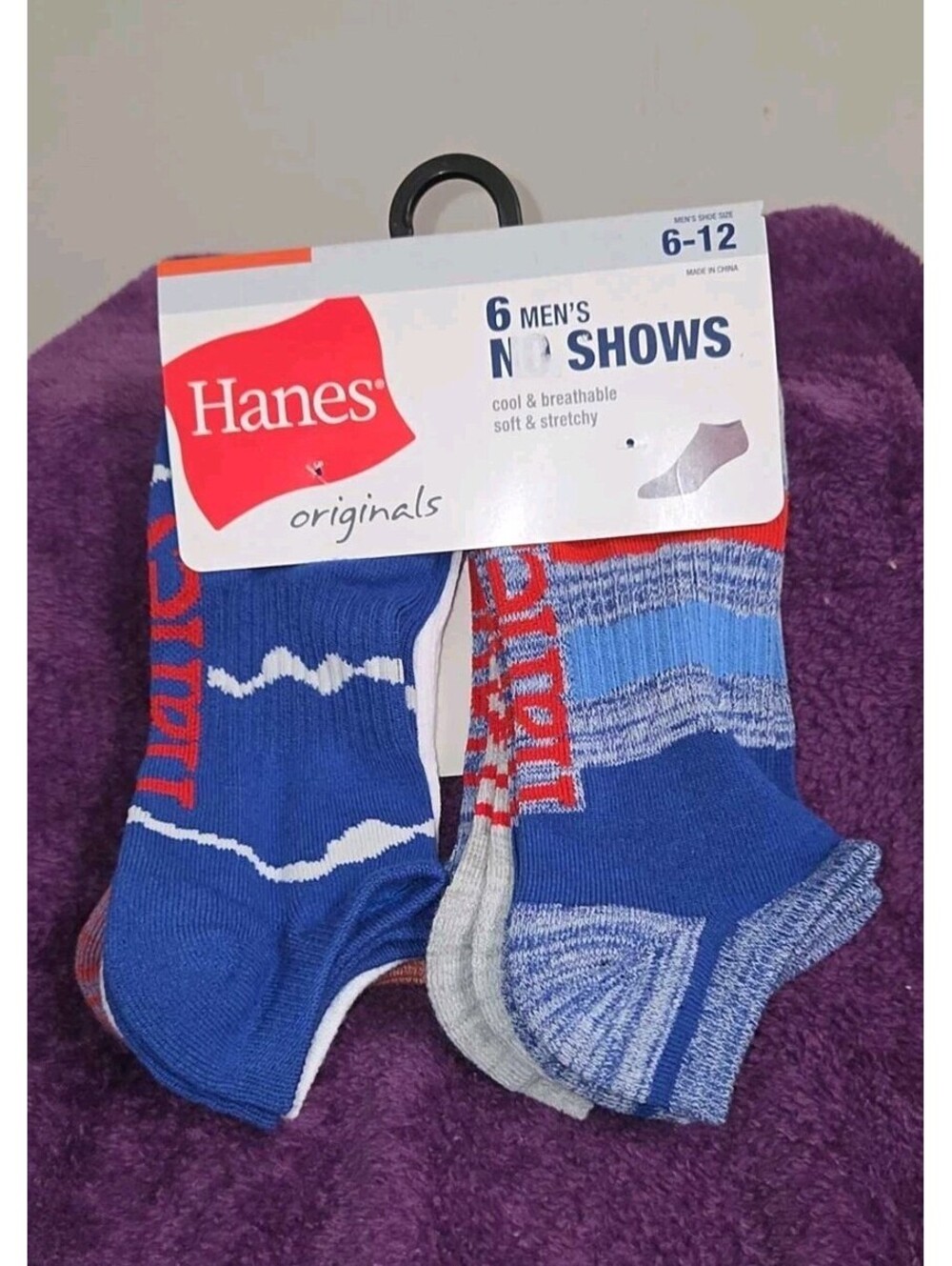 Hanes Originals Men's No Show Socks 6-Pairs Men's Shoe Size 6-12
